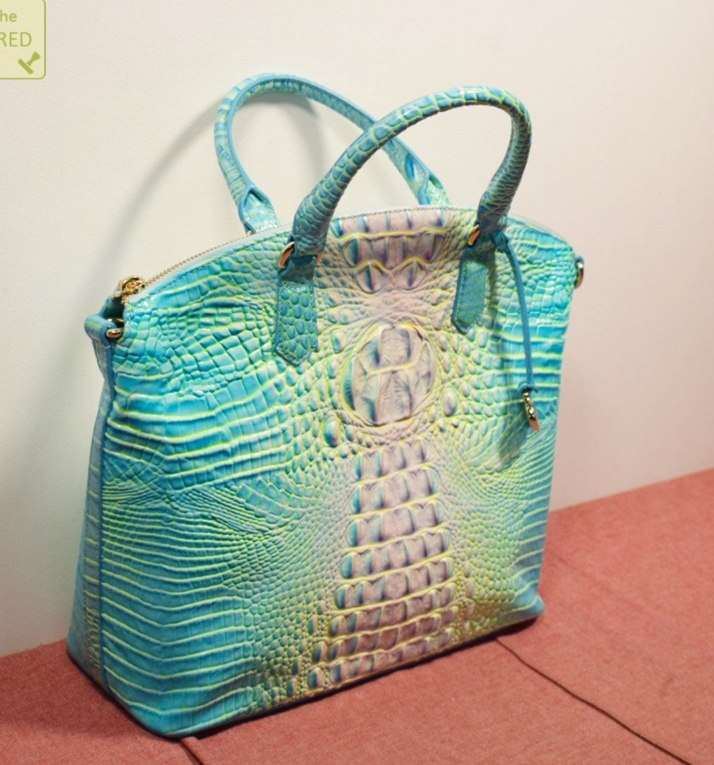 Brahmin Large Duxbury Croc Embossed Leather Satchel Purse Bag